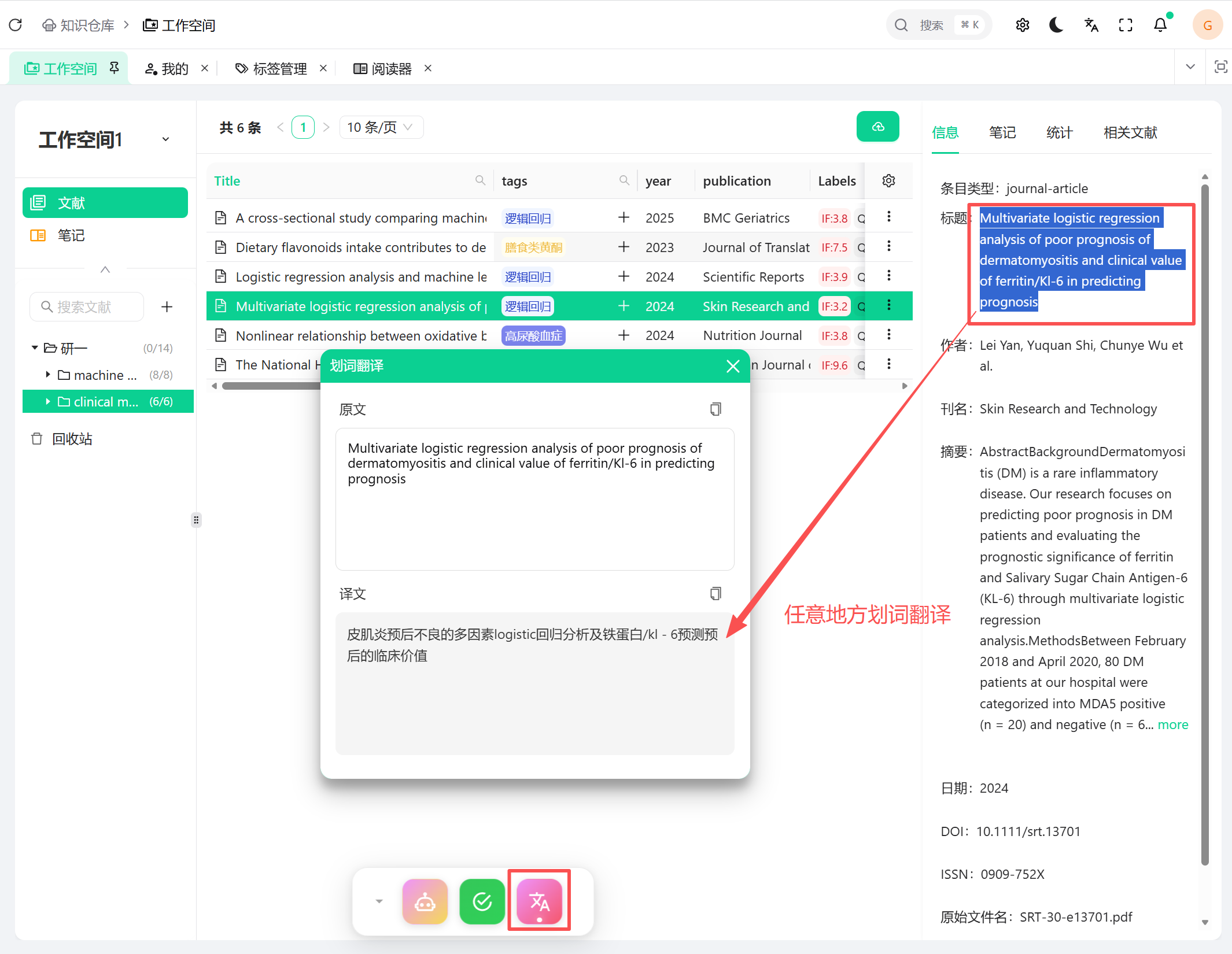 全局翻译功能演示截图